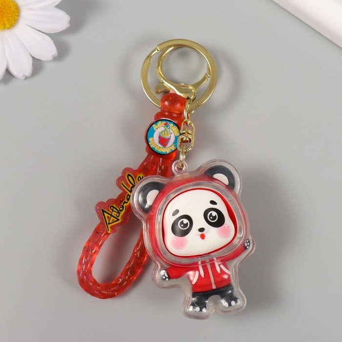 Брелок резина с карабином, ремешком  Брелок резина с карабином, ремешком "Панда в красной толстовке" 5,5х4х3,5 см