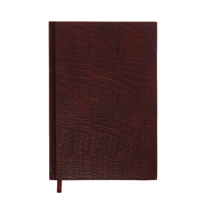 Ежедневник полудатированный, А5, 192 листа, линейка, обложка кожзам, золотой срез,  Ежедневник полудатированный, А5, 192 листа, линейка, обложка кожзам, золотой срез, "Крокодил", коричневый