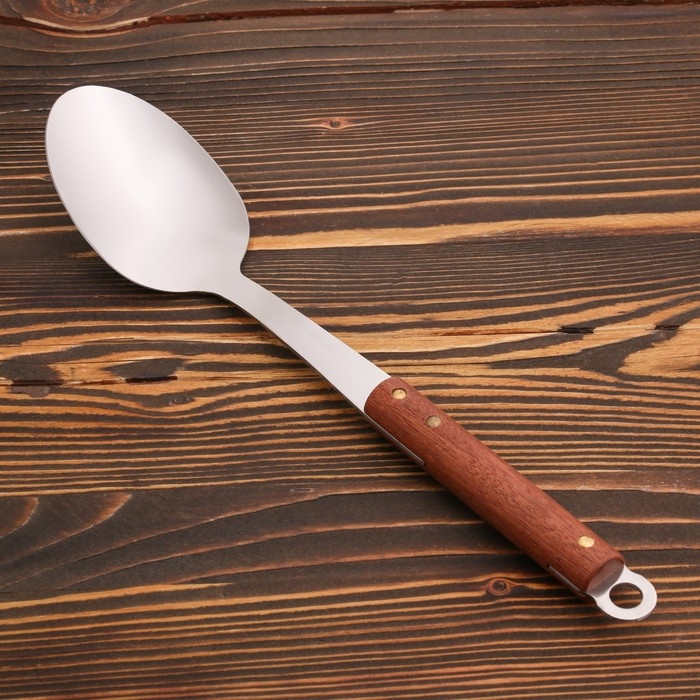 Ложка сервировочная с деревянной ручкой 35 см, черпало 7х11 см Ложка сервировочная с деревянной ручкой 35 см, черпало 7х11 см