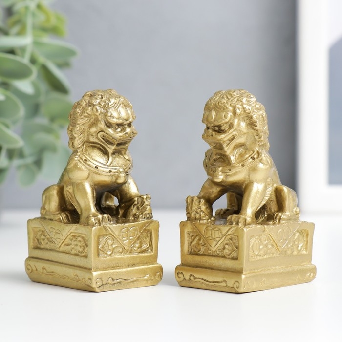 Нэцкэ бронза Нэцкэ бронза "Собаки Фу" (китайские львы Будды) (набор 2шт) 4,3 х 3,2 х 7 см