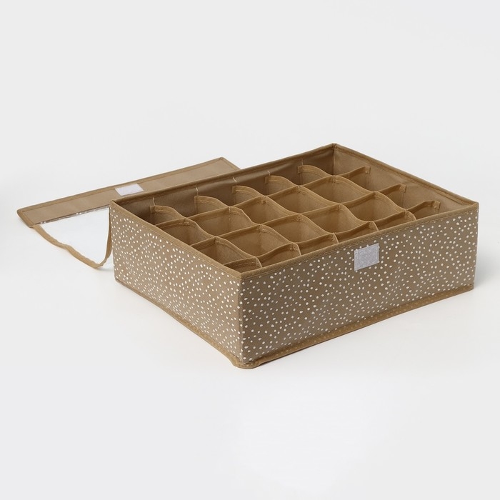 Органайзер для хранения белья Доляна Points, 24 ячейки, 38×30×12 см, цвет бежевый Органайзер для хранения белья Доляна Points, 24 ячейки, 38×30×12 см, цвет бежевый