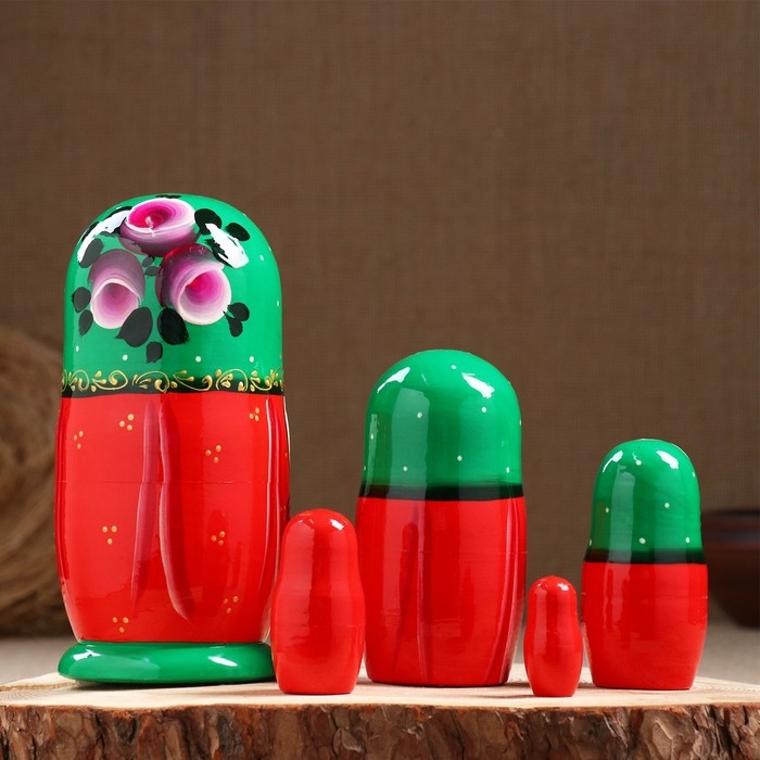 Матрешка  Матрешка "Зеленый платок с сарафаном" 18см, 5 кукольная, ручная роспись