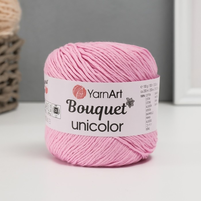 Пряжа Пряжа "Bouquet Unicolor" 100% хлопок 200м/100г (3211 розовый)