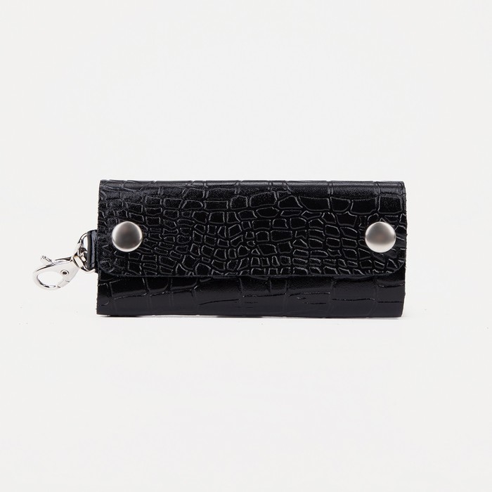 Ключница на кнопках, длина 12 см, 7 карабинов, цвет чёрный Ключница на кнопках, длина 12 см, 7 карабинов, цвет чёрный