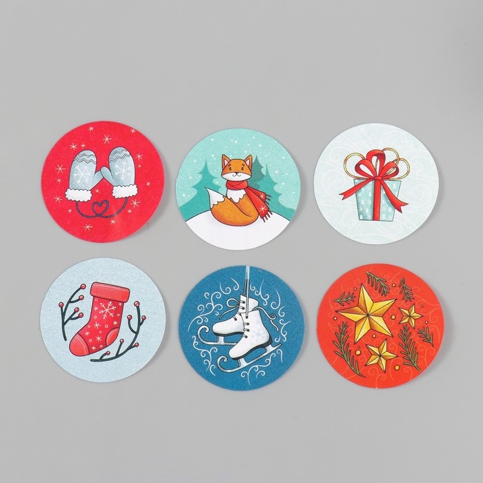 Наклейка бумага Наклейка бумага "Лисёнок" d=2,5 см 252 шт в рулоне