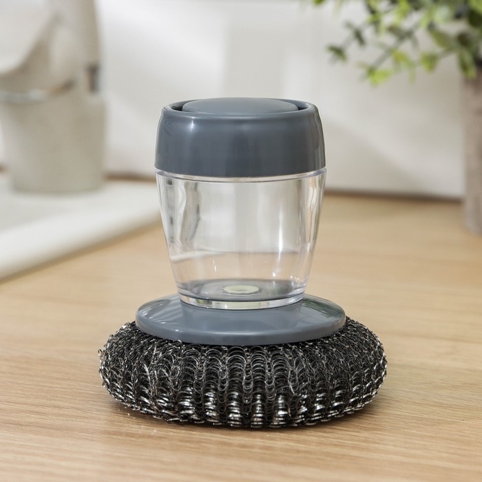 Щётка для мытья посуды, с дозатором для моющего средства, металлическая губка Щётка для мытья посуды, с дозатором для моющего средства, металлическая губка