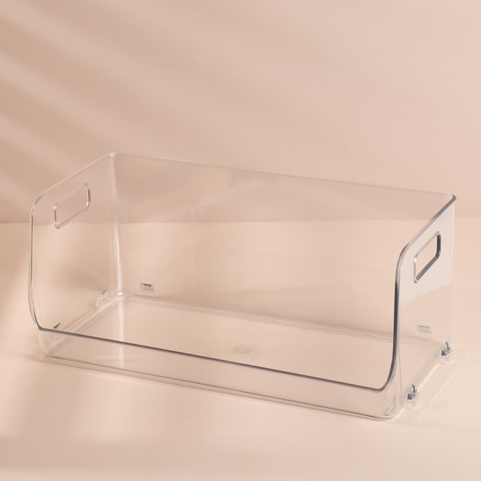 Органайзер для хранения, с ручками, 1 секция, 30 × 14 × 13 см, цвет прозрачный Органайзер для хранения, с ручками, 1 секция, 30 × 14 × 13 см, цвет прозрачный