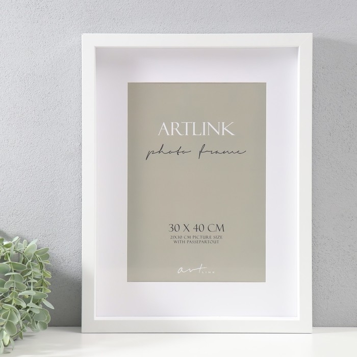 Фоторамка МДФ Фоторамка МДФ "Valerie" 30х40 см с паспарту 21х30 см, белый (пластиковый экран)