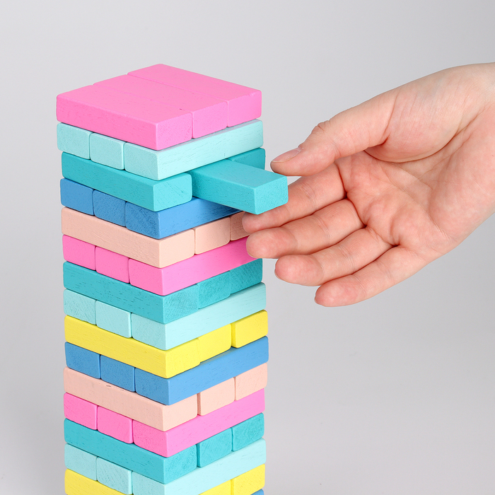 Игра настольная «Падающая башня цветная», 51 шт, 28,5 × 8,5 × 8 см Игра настольная «Падающая башня цветная», 51 шт, 28,5 × 8,5 × 8 см