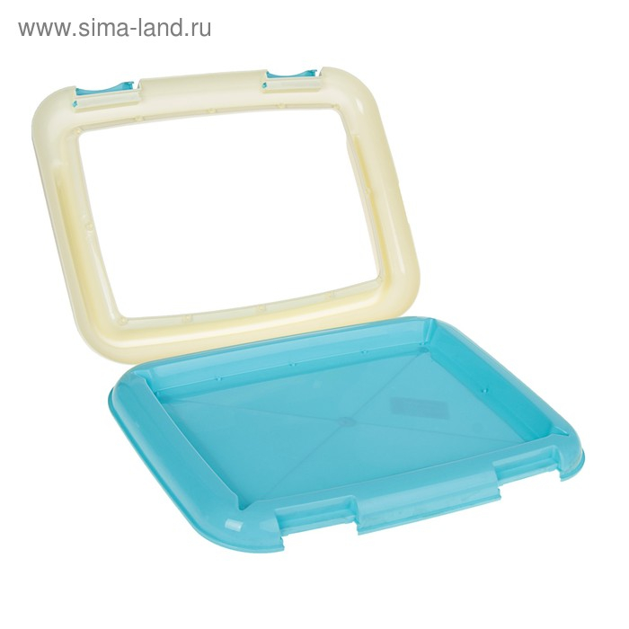 Туалет для собак 46,5 х 35,5 х 5,5 см, со стенкой, съёмной решеткой и столбиком, голубой Туалет для собак 46,5 х 35,5 х 5,5 см, со стенкой, съёмной решеткой и столбиком, голубой