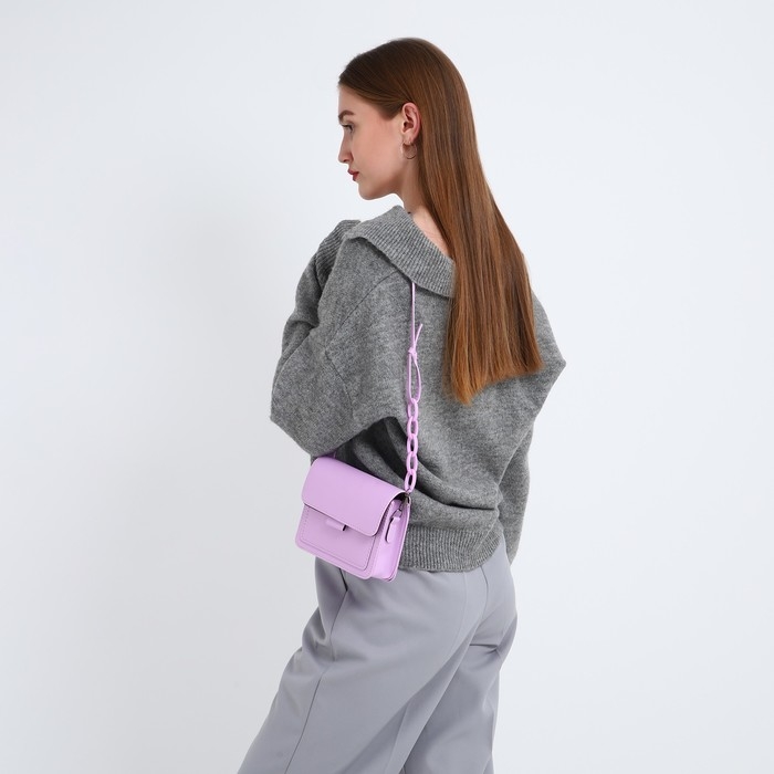 Сумка женская-мессенджер, цвет cиреневый 17х14х6 см Сумка женская-мессенджер, цвет cиреневый 17х14х6 см