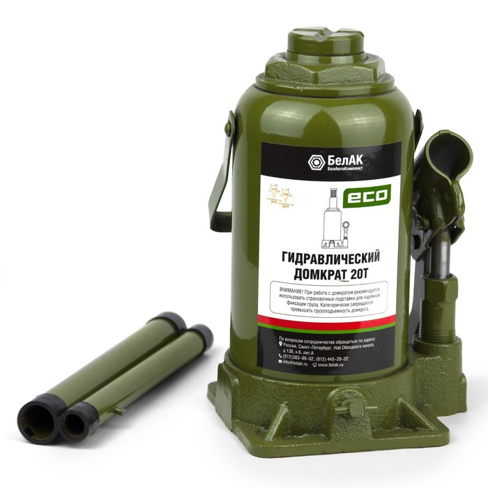 Домкрат гидравлический  Домкрат гидравлический "БелАК" ECO БАК.70021, подъем/подхват 410/210 мм, 20 т