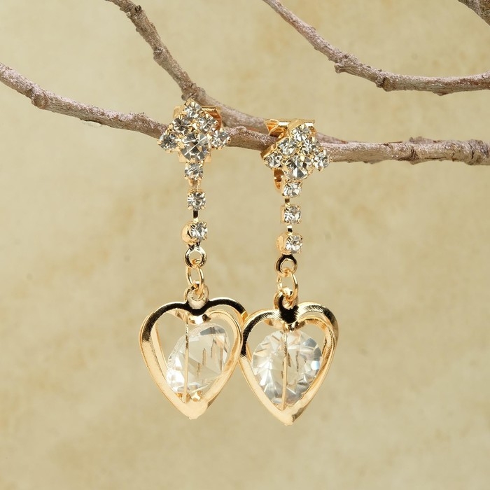 Клипсы «Грация» сердце объёмное, цвет МИКС Клипсы «Грация» сердце объёмное, цвет МИКС