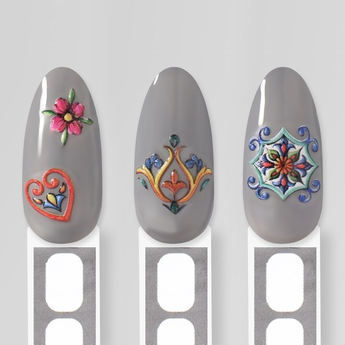 Наклейки для ногтей «Ажур», объёмные, разноцветные Наклейки для ногтей «Ажур», объёмные, разноцветные