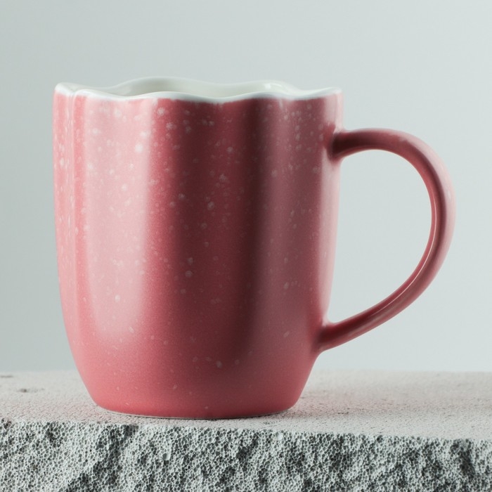 Кружка керамическая неровный край «Розовая», 350 мл, цвет розовый Кружка керамическая неровный край «Розовая», 350 мл, цвет розовый
