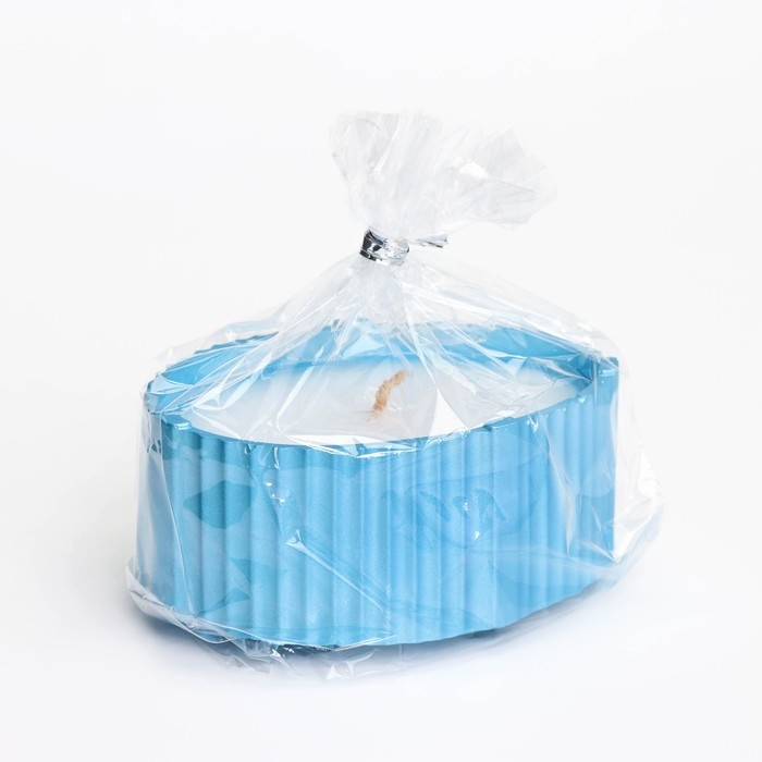 Свеча  Свеча "Овал" в подсвечнике с узкими гранями, 9х6,5х4см,голубой