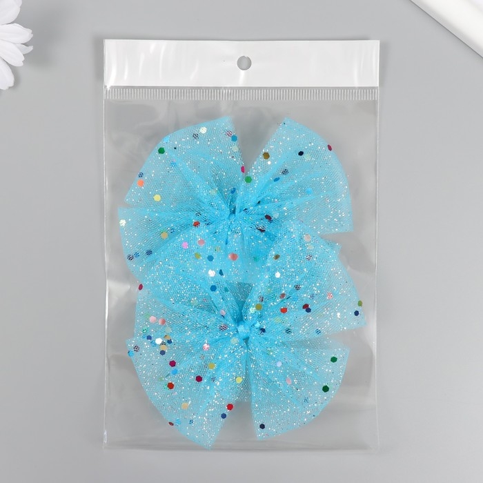 Декор для творчества Декор для творчества "Бант из Фатина" голубой, 9 см (набор 2 шт)