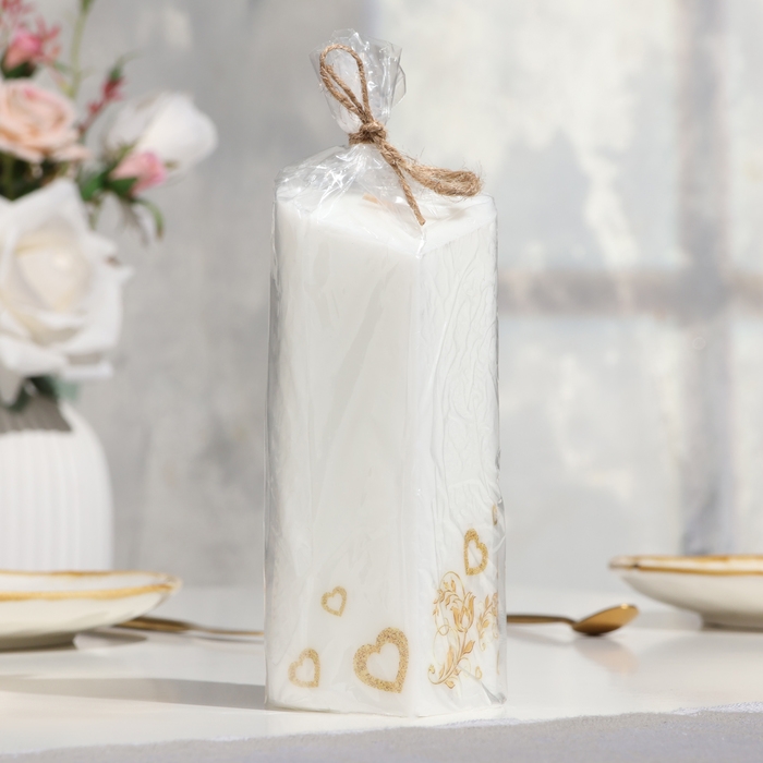 Свеча свадебная  Свеча свадебная "Сердце", 6,8х15 см, белая, домашний очаг