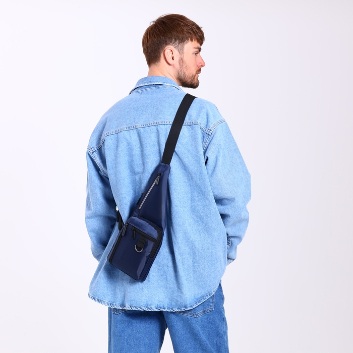 Сумка-слинг мужская из текстиля, цвет синий Сумка-слинг мужская из текстиля, цвет синий