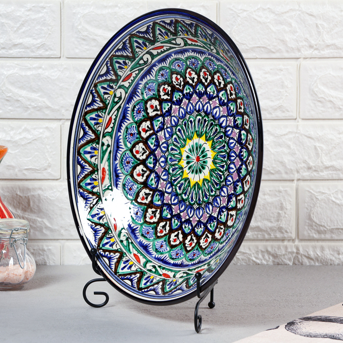 Ляган Риштанская Керамика  Ляган Риштанская Керамика "Узоры", 33 см, синий