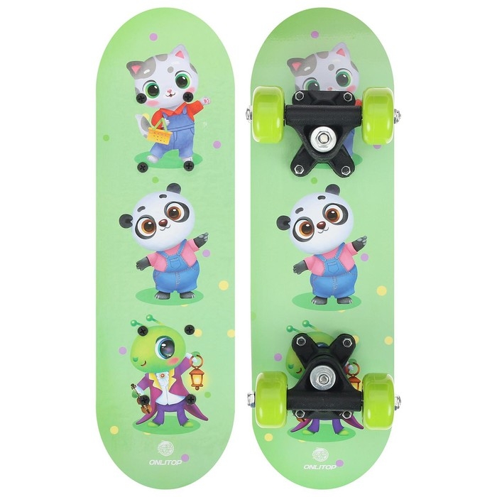 Скейтборд детский ONLITOP «Зверюшки», 44×14 см, колёса PVC 50 мм, пластиковая рама