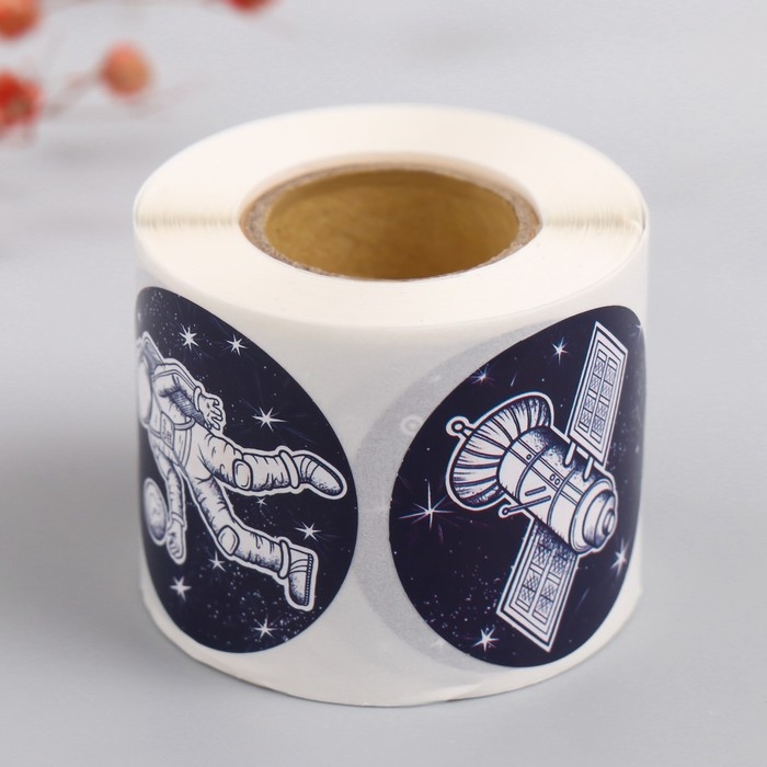 Наклейка бумага Наклейка бумага "Путешествие в космос" d=3,8 см 252 шт в рулоне