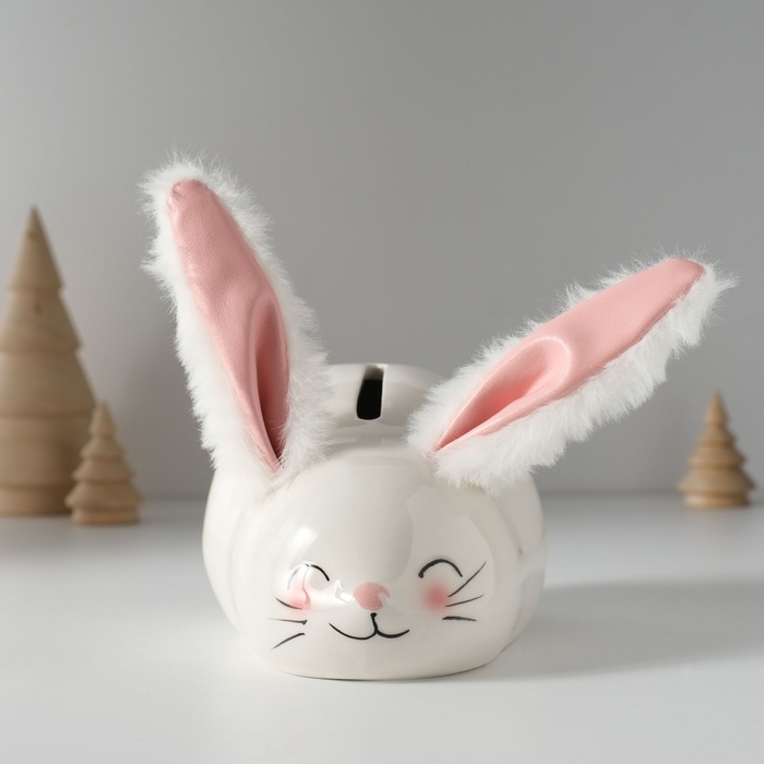 Копилка керамика Копилка керамика "Румянный кролик с мягкими ушками" 8,8х13,2х7 см