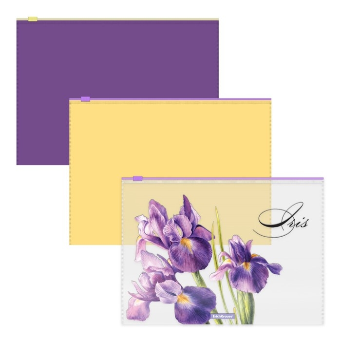 Набор папок конвертов на ZIP-молнии B5 (289 х 214 мм), 180 мкм, ErichKrause Soft Iris, 3 штуки, полупрозрачные, МИКС Набор папок конвертов на ZIP-молнии B5 (289 х 214 мм), 180 мкм, ErichKrause Soft Iris, 3 штуки, полупрозрачные, МИКС