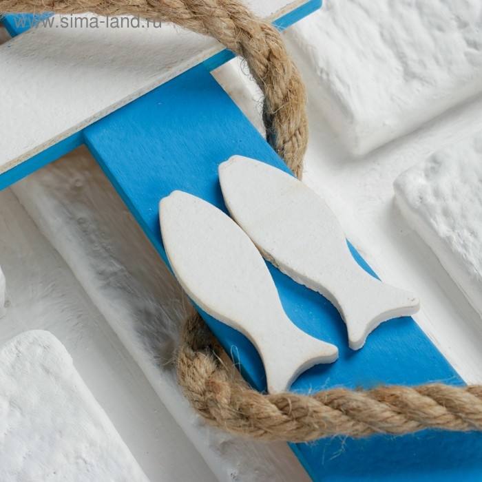 Вешалка Вешалка "Якорь с рыбкой" голубой 28х20х6см
