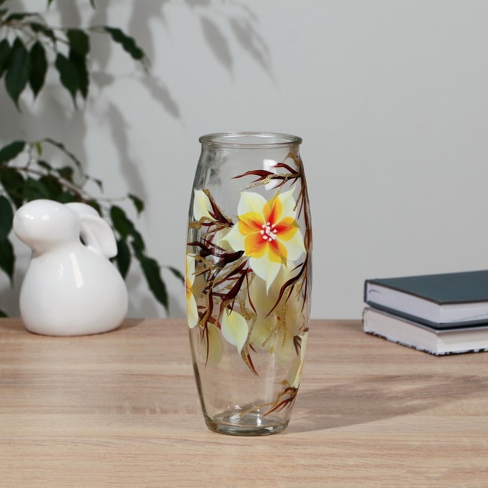 Ваза Магнолия с росписью на проз.стекле, d-7см 10х23 см Ваза Магнолия с росписью на проз.стекле, d-7см 10х23 см