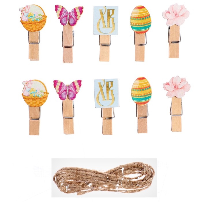 Прищепки декоративные &laquo;Пасхальные прищепки&raquo; набор 10 шт., 1.5 &times; 12 &times; 14 см