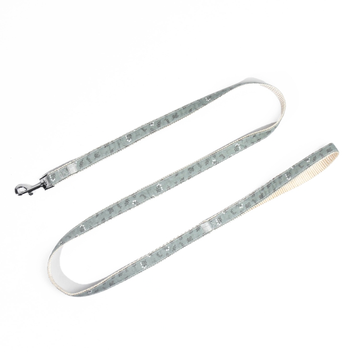 Комплект с мягкой шлейкой  Комплект с мягкой шлейкой "Веточки", размер S, поводок 120  х 1,5 см, ОГ 28-62 см, зеленый