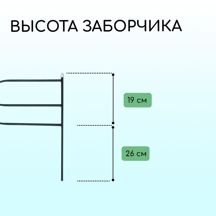 Ограждение декоративное, 45 × 335 см, 5 секций, металл, зелёное, «Ялиль»