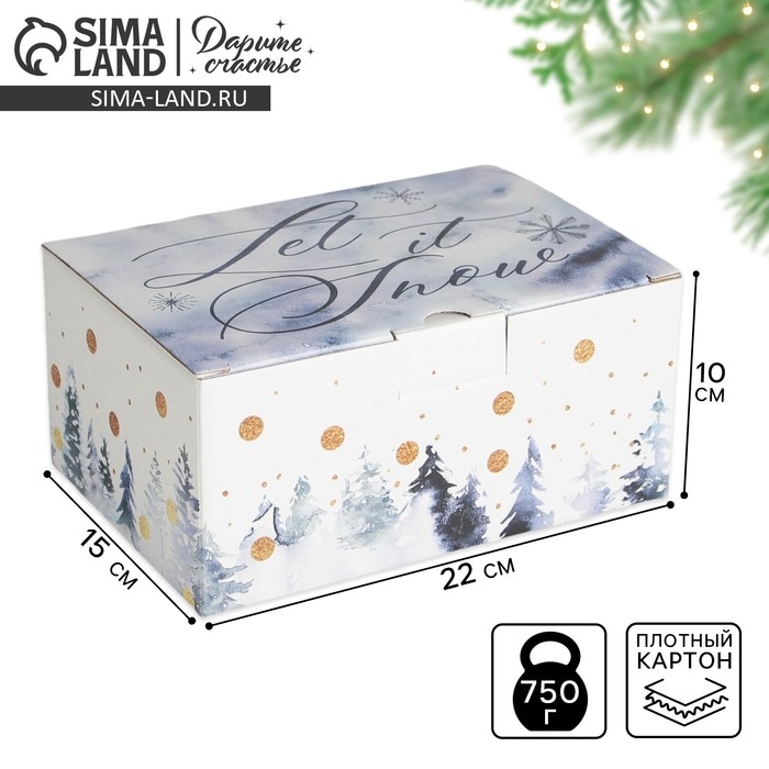 Коробка подарочная новогодняя складная «Let it snow», 22 х 15 х 10 см, Новый год Коробка подарочная новогодняя складная «Let it snow», 22 х 15 х 10 см, Новый год