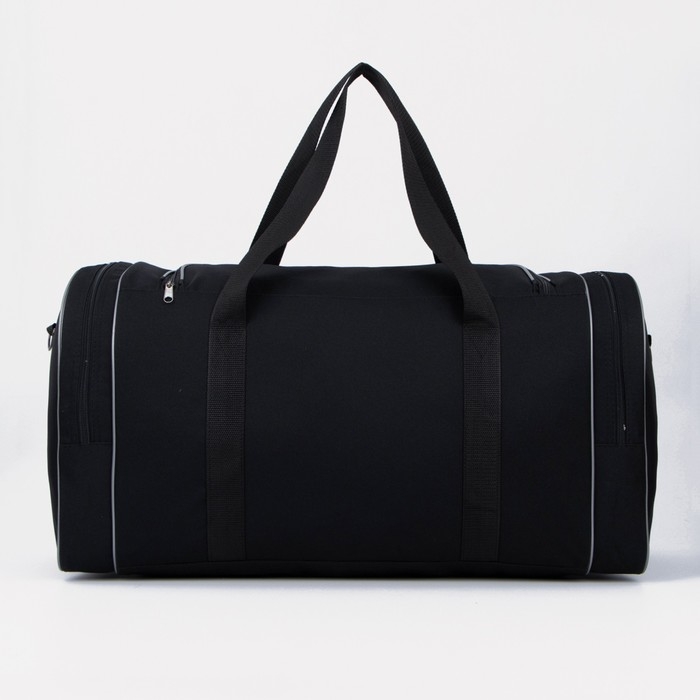 Сумка спортивная на молнии, 2 наружных кармана, длинный ремень, большой размер, цвет чёрный Сумка спортивная на молнии, 2 наружных кармана, длинный ремень, большой размер, цвет чёрный