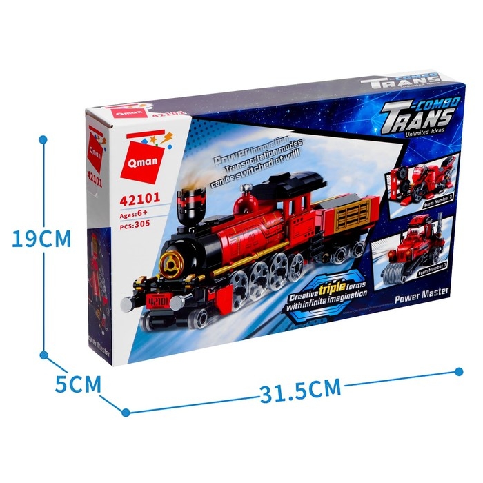 Конструктор Трансформер «Паровоз», 3 варианта сборки, 305 деталей Конструктор Трансформер «Паровоз», 3 варианта сборки, 305 деталей