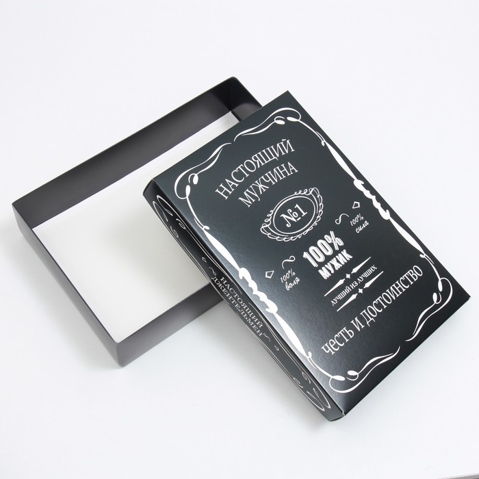 Коробка подарочная, крышка-дно, сборная Коробка подарочная, крышка-дно, сборная "100% Мужик", 30 х 20 х 7 см