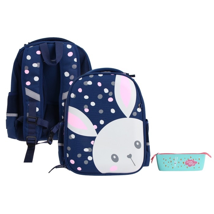 Рюкзак каркасный 36 х 28 х 17 см, + пенал, Bruno Visconti Рюкзак каркасный 36 х 28 х 17 см, + пенал, Bruno Visconti "Ушастик"