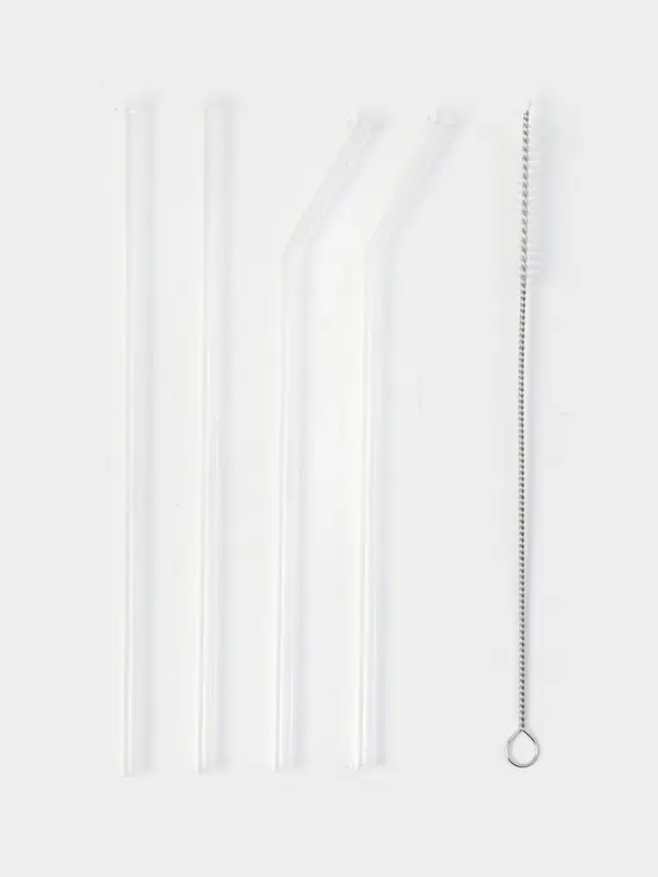 Набор трубочек из боросиликатного стекла с ершиком  Набор трубочек из боросиликатного стекла с ершиком "Симпл", 4 трубочки, 1 ершик