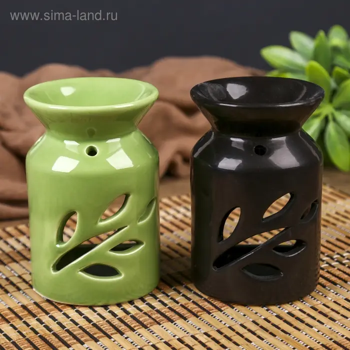 Аромалампа для эфирных масел &laquo;Веточка с листьями&raquo;, керамика, 11&times;7&times;7 см, МИКС