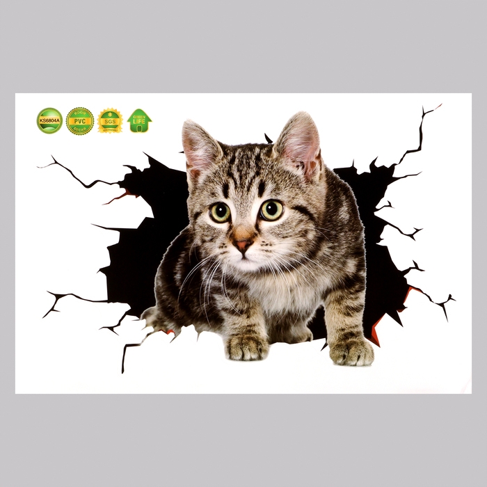 Наклейка 3Д интерьерная Котик 30*20см Наклейка 3Д интерьерная Котик 30*20см