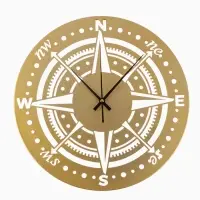 Часы настенные интерьерные &laquo;Компас&raquo;, бесшумные, плавный ход, d=40 см, металл, золотистые