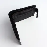 Портмоне мужское на кнопке, отдел для карт, монет, чёрное