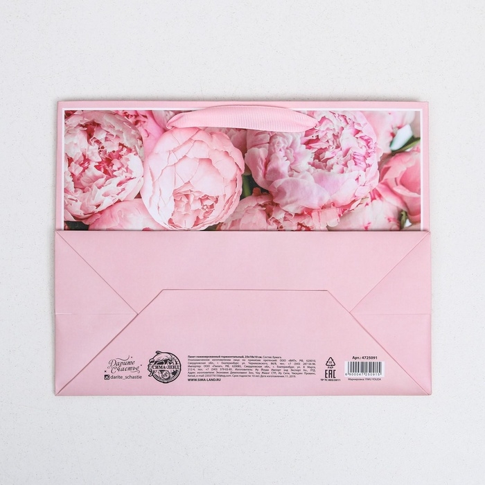 Пакет подарочный ламинированный горизонтальный, упаковка, «For you», MS 23 х 18 х 10 см