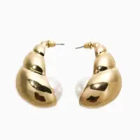 Серьги "Морской мир", улитка. цвет белый в золоте