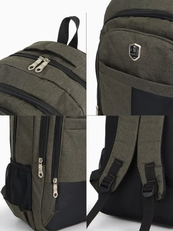 Рюкзак школьный на молнии, 2 отдела, 4 кармана, размер 32&times;15&times;47 см, хаки