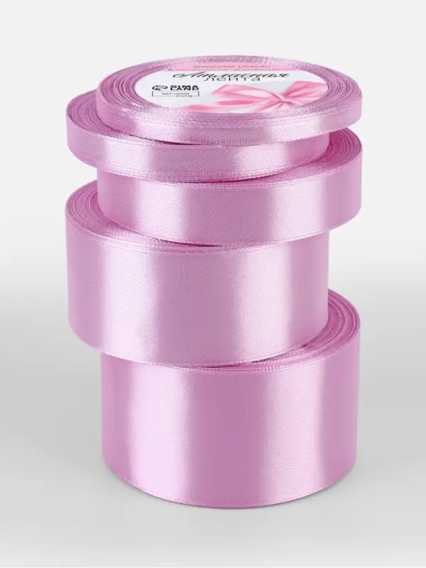 Атласная лента, набор 5 шт., 6/10/20/40/50 мм, 23&plusmn;1 м, светло-сиреневая №45