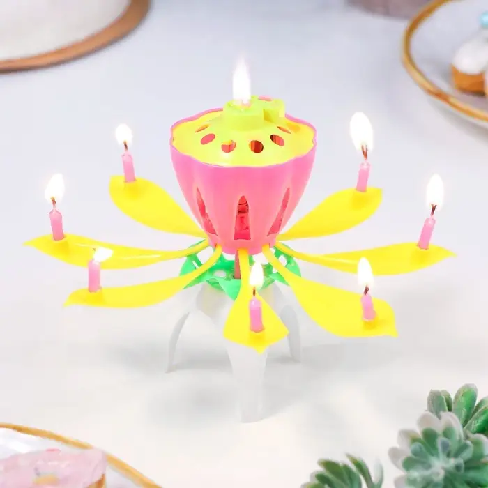 Свеча для торта музыкальная &laquo;Тюльпан&raquo;, жёлтая, 12&times;5 см