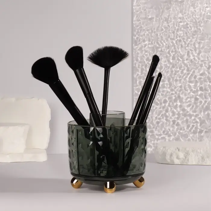 Подставка для хранения косметики GREEN, 6 секций, d=12.2&times;10.8 см, цвет зелёный, золотистый