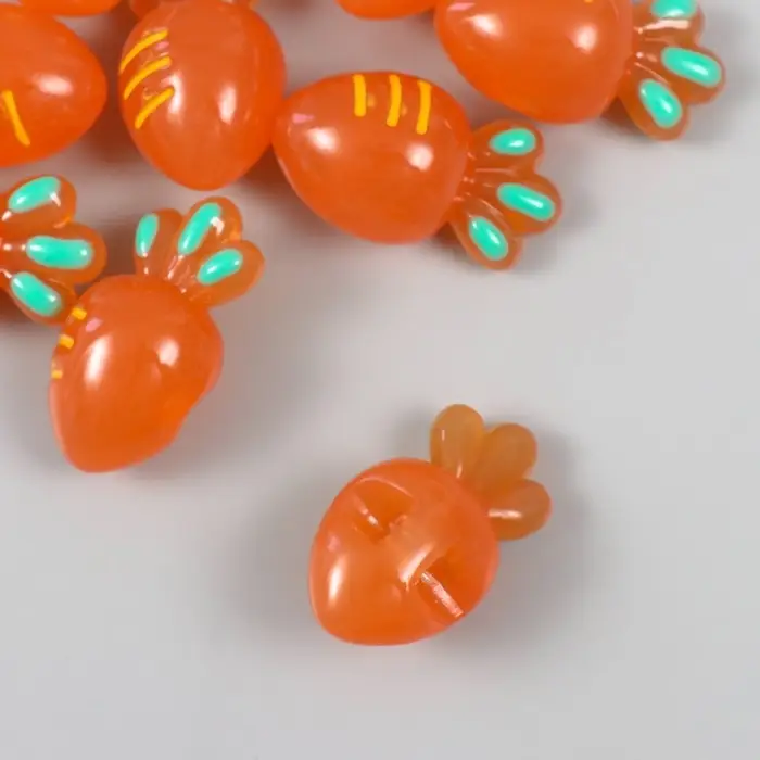 Бусина для творчества пластик "Морковка" 3,2х2,3х1,5 см